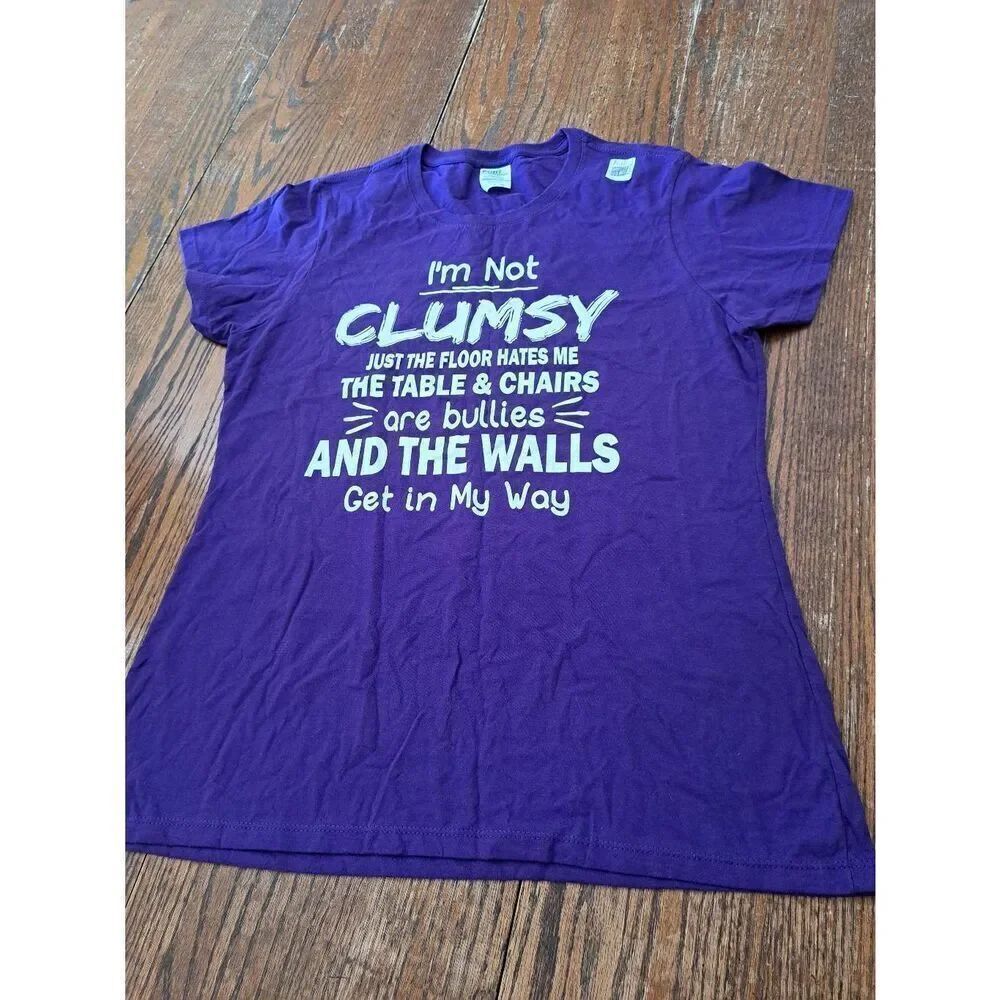 New Large Purple Clumsy Novelty Short Sleeve Cotton Pullover Tee Tshirt Shirt